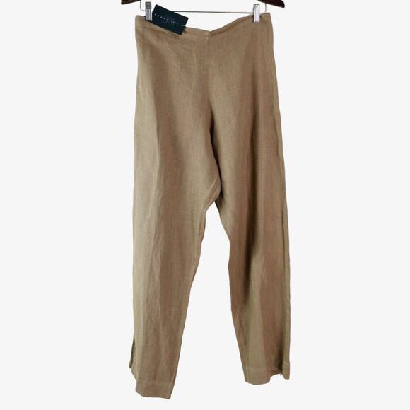 NWT Bryn Walker Size M Linen Pants Pull On Straight Leg Eyrie Brown - Picture 1 of 9